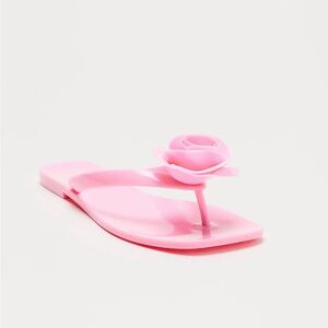 NWT Jeffrey Campbell Pink Floral bow jelly flip flop Sandals size 8/8.5